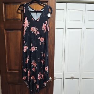 New Maurices Black Floral V-Neck Women's Dress Size Medium